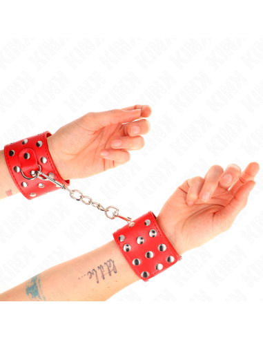 KINK MUNEQUERAS CON CIERRE A PRESION LLENO DE TACHUELAS AJUSTABLE ROJO 19 24 CM X 55 CM