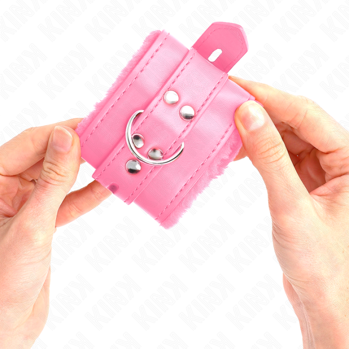 KINK MUNEQUERAS FORRADAS CON AGUJEROS CUADRADOS ROSA Y CORREA ROSA AJUSTABLE 17 29 CM X 6 CM