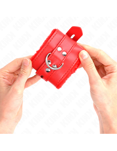 KINK MUNEQUERAS FORRADAS CON AGUJEROS CUADRADOS ROJO Y CORREA ROJO AJUSTABLE 17 29 CM X 6 CM