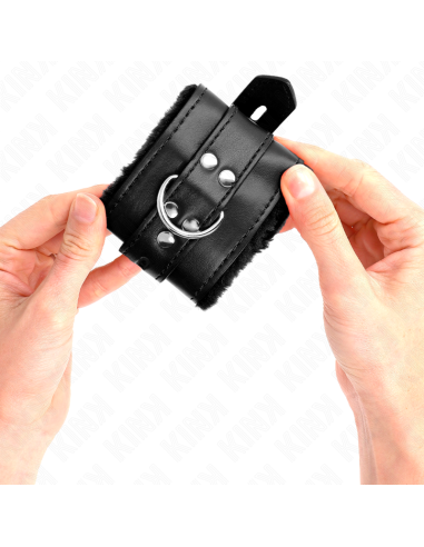 KINK MUNEQUERAS FORRADAS CON AGUJEROS CUADRADOS NEGRO Y CORREA NEGRO AJUSTABLE 17 29 CM X 6 CM