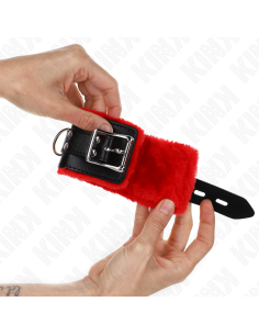 KINK MUNEQUERAS FORRADAS CON AGUJEROS CUADRADOS ROJO Y CORREA NEGRO AJUSTABLE 17 29 CM X 6 CM 2