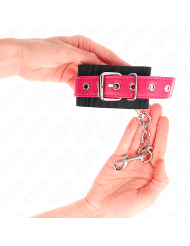KINK MUNEQUERAS DE NYLON NEGRO CON CORREA POLIPIEL FUSCIA AJUSTABLE 19 29 CM X 51 CM