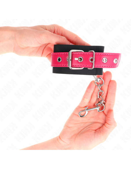 KINK MUNEQUERAS DE NYLON NEGRO CON CORREA POLIPIEL FUSCIA AJUSTABLE 19 29 CM X 51 CM KINK MUNEQUERAS DE NYLON NEGRO CON CORREA POLIPIEL FUSCIA AJUSTABLE 19 29 CM X 51 CM