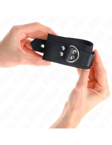 KINK MUNEQUERAS DE NYLON NEGRO CON CORREA CUERO NEGRO AJUSTABLE 19 29 CM X 51 CM
