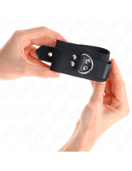 KINK MUNEQUERAS DE NYLON NEGRO CON CORREA CUERO NEGRO AJUSTABLE 19 29 CM X 51 CM