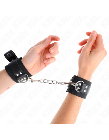 KINK MUNEQUERAS DE NYLON NEGRO CON CORREA CUERO NEGRO AJUSTABLE 19 29 CM X 51 CM