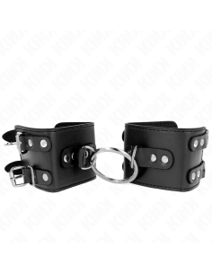 KINK MUNEQUERAS FIJAS CON ANILLA Y TACHUELAS NEGRO AJUSTABLE 17 22 CM X 65 CM