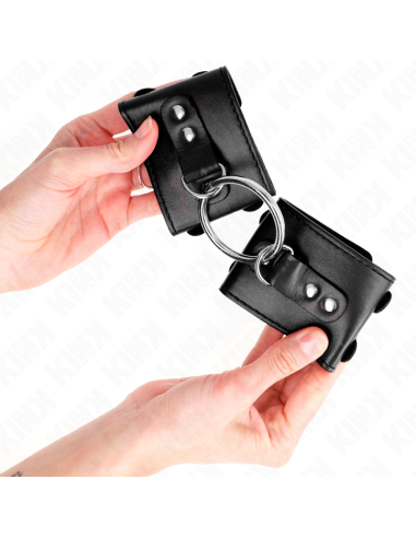 KINK MUNEQUERAS FIJAS CON ANILLA Y TACHUELAS NEGRO AJUSTABLE 17 22 CM X 65 CM