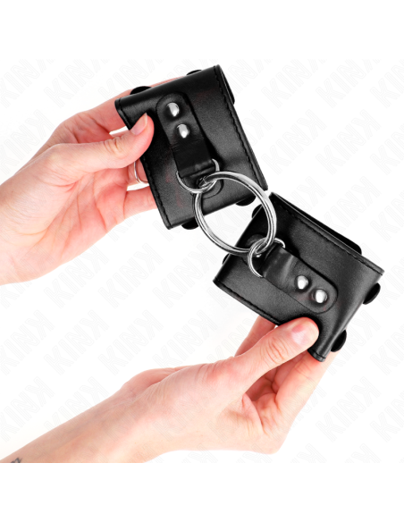 KINK MUNEQUERAS FIJAS CON ANILLA Y TACHUELAS NEGRO AJUSTABLE 17 22 CM X 65 CM