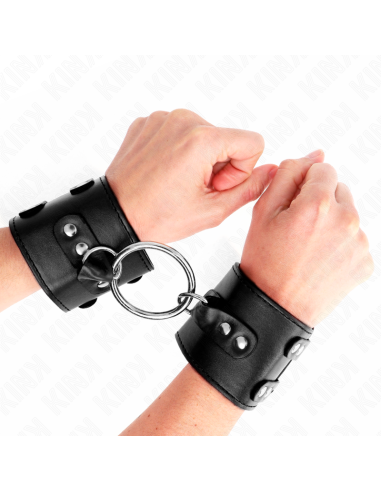 KINK MUNEQUERAS FIJAS CON ANILLA Y TACHUELAS NEGRO AJUSTABLE 17 22 CM X 65 CM