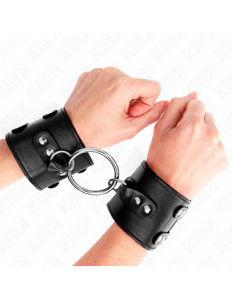 KINK MUNEQUERAS FIJAS CON ANILLA Y TACHUELAS NEGRO AJUSTABLE 17 22 CM X 65 CM