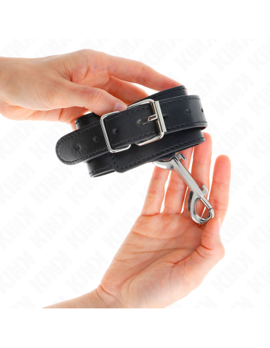 KINK MUNEQUERAS SIMPLES CON FILA DE REMACHES Y HEBILLA GRANDE NEGRO AJUSTABLE 17 28 CM X 5 CM