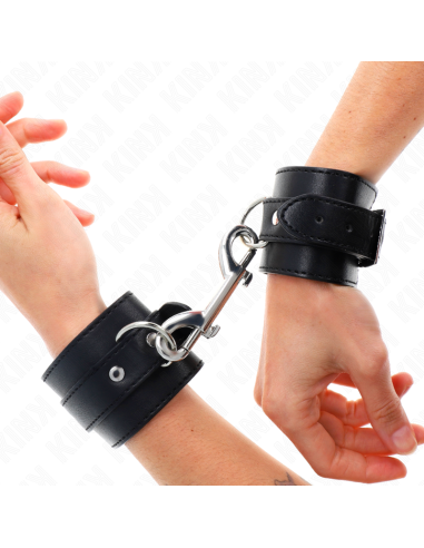 KINK MUNEQUERAS SIMPLES CON FILA DE REMACHES Y HEBILLA GRANDE NEGRO AJUSTABLE 17 28 CM X 5 CM