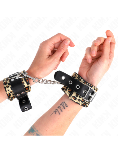 KINK MUNEQUERAS DE CUERO ESTILO LEOPARDO AJUSTABLE 18 29 CM X 55 CM