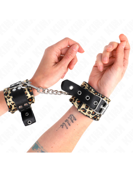 KINK MUNEQUERAS DE CUERO ESTILO LEOPARDO AJUSTABLE 18 29 CM X 55 CM