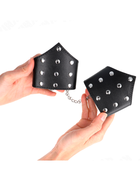 KINK MUNEQUERAS ESTILO PUNTIAGUDO NEGRO CON CADENA AJUSTABLE 17 23 CM X 85 CM