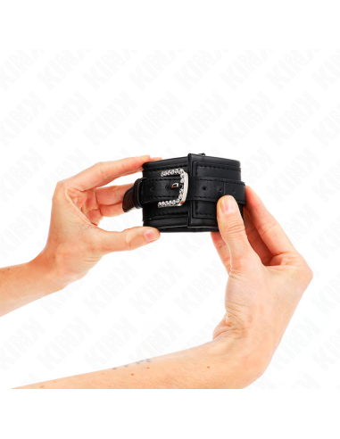 KINK MUNEQUERAS NEGRO CON HEBILLA DE DIAMANTES DE IMITACION AJUSTABLE 25 32 CM X 55 CM