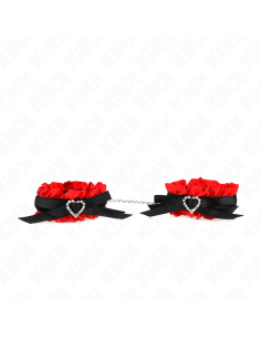 KINK MUNEQUERAS ELASTICAS DE ENCAJE CON DETALLE CORAZON ROJO AJUSTABLE 22 35 CM 2