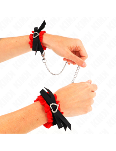 KINK MUNEQUERAS ELASTICAS DE ENCAJE CON DETALLE CORAZON ROJO AJUSTABLE 22 35 CM