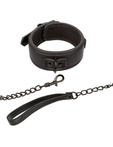 CALEXOTICS NOCTURNAL COLLAR Y CORREA CUERO AJUSTABLE NEGRO