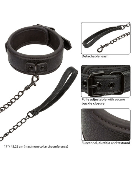 CALEXOTICS NOCTURNAL COLLAR Y CORREA CUERO AJUSTABLE NEGRO CALEXOTICS NOCTURNAL COLLAR Y CORREA CUERO AJUSTABLE NEGRO