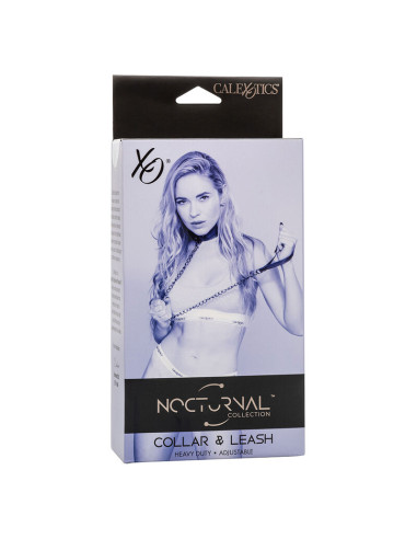 CALEXOTICS NOCTURNAL COLLAR Y CORREA CUERO AJUSTABLE NEGRO