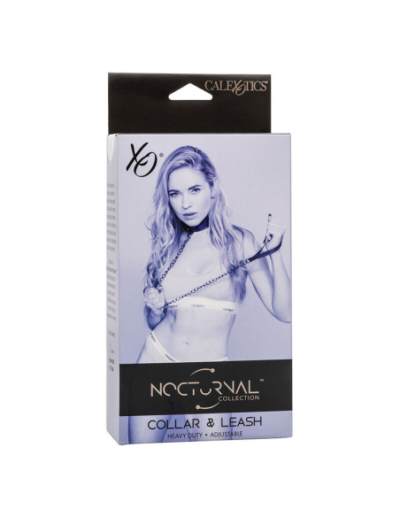 CALEXOTICS NOCTURNAL COLLAR Y CORREA CUERO AJUSTABLE NEGRO CALEXOTICS NOCTURNAL COLLAR Y CORREA CUERO AJUSTABLE NEGRO