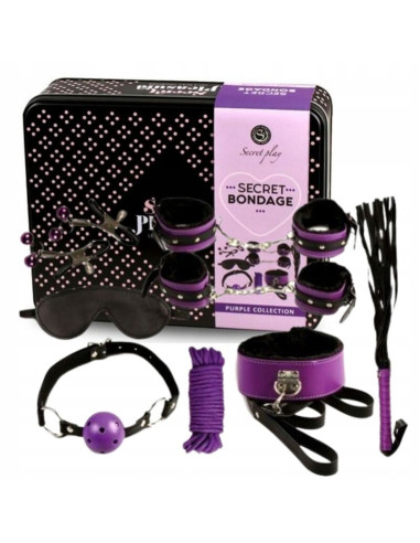 SECRETPLAY BDSM SET 8PCS LILA NEGRO