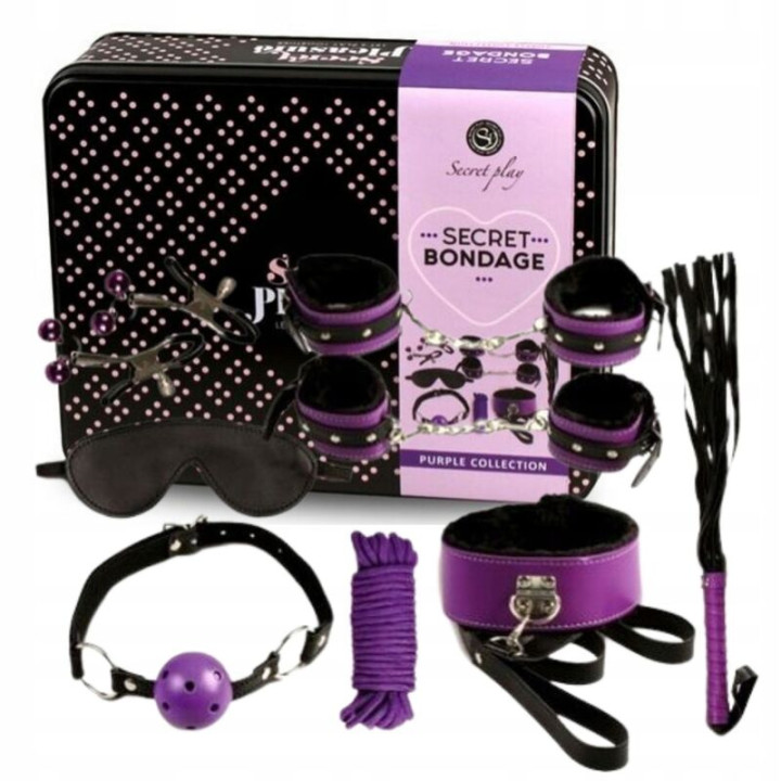 SECRETPLAY BDSM SET 8PCS LILA NEGRO