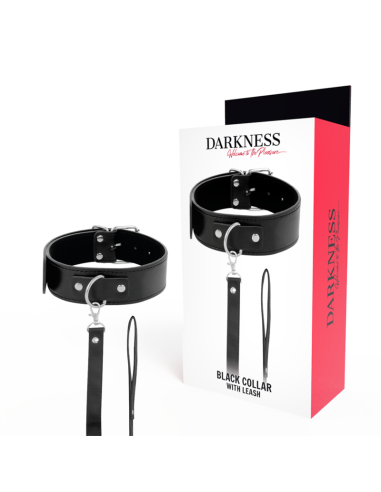 DARKNESS COLLAR DE POSTURA CON CADENA LEATHER