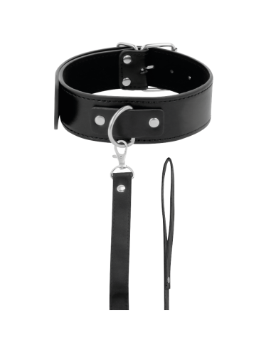 DARKNESS COLLAR DE POSTURA CON CADENA LEATHER