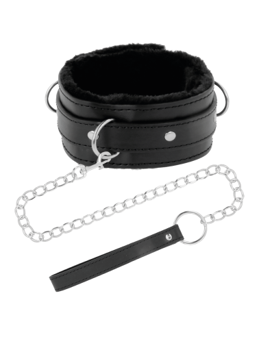 DARKNESS COLLAR CONFORTABLE DE POSTURA CON CADENA LEATHER