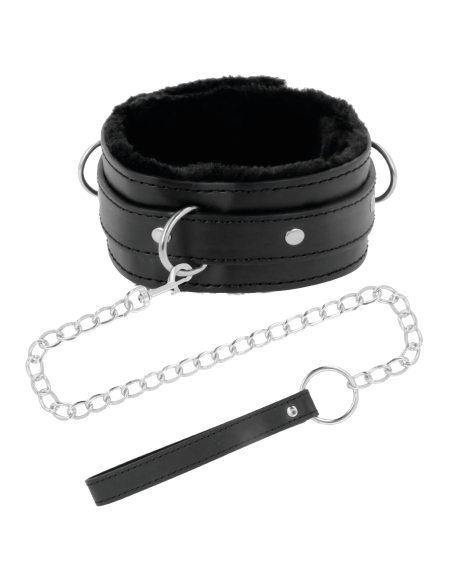 DARKNESS COLLAR CONFORTABLE DE POSTURA CON CADENA LEATHER DARKNESS COLLAR CONFORTABLE DE POSTURA CON CADENA LEATHER