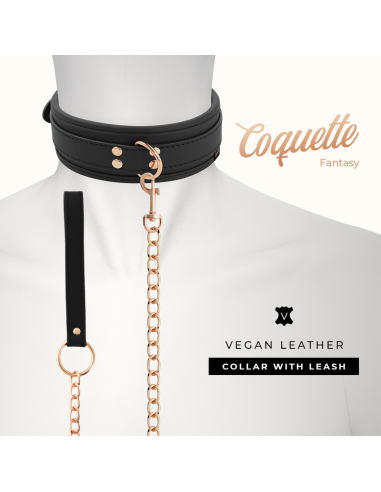 COQUETTE CHIC DESIRE FANTASY COLLAR CUERO VEGANO CON CORREA Y FORRO DE NEOPRENO