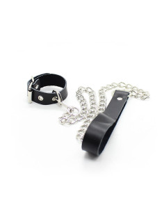 OHMAMA FETISH COLLAR PARA PENE Y CORREA PIEL CON CADENA METALICA 2