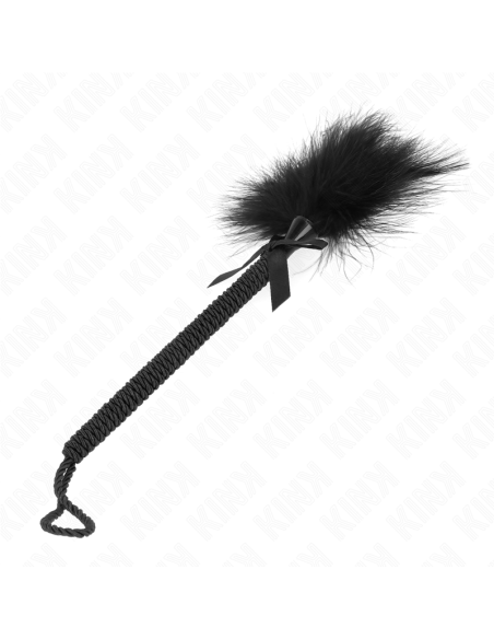 KINK MASAJEADOR DE CUERDA DE NAILON CON PLUMAS PARA COSQUILLAS Y LAZO NEGRO 25 CM KINK MASAJEADOR DE CUERDA DE NAILON CON PLUMAS PARA COSQUILLAS Y LAZO NEGRO 25 CM