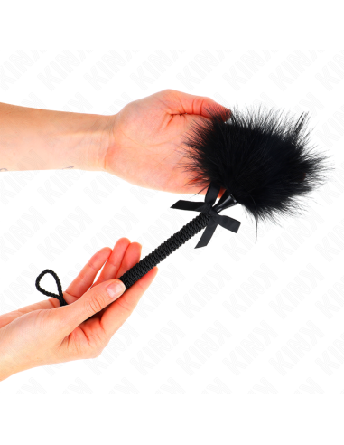 KINK MASAJEADOR DE CUERDA DE NAILON CON PLUMAS PARA COSQUILLAS Y LAZO NEGRO 25 CM