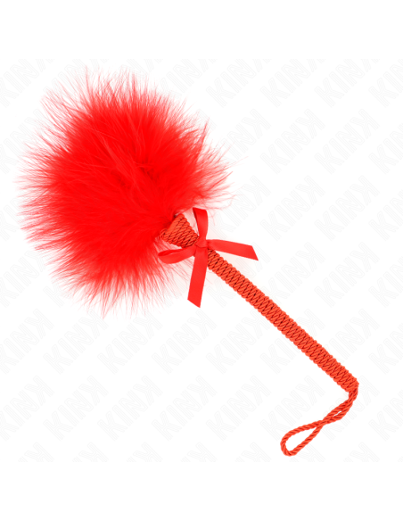 KINK MASAJEADOR DE CUERDA DE NAILON CON PLUMAS PARA COSQUILLAS Y LAZO ROJO 25 CM
