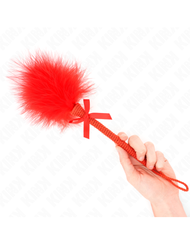 KINK MASAJEADOR DE CUERDA DE NAILON CON PLUMAS PARA COSQUILLAS Y LAZO ROJO 25 CM