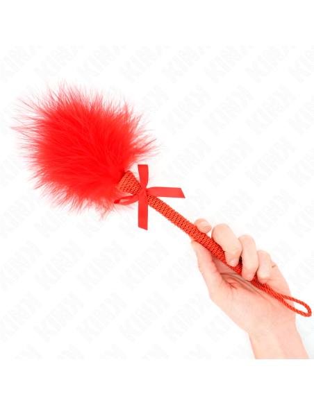 KINK MASAJEADOR DE CUERDA DE NAILON CON PLUMAS PARA COSQUILLAS Y LAZO ROJO 25 CM