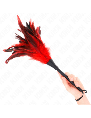 KINK PLUMAS DE POLLO PARA COSQUILLAS CON FORMA CUERNO DE CRIADA ROJO 36 CM