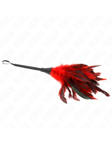 KINK PLUMAS DE POLLO PARA COSQUILLAS CON FORMA CUERNO DE CRIADA ROJO 36 CM
