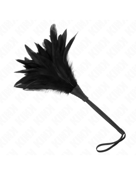 KINK PLUMAS DE POLLO PARA COSQUILLAS CON FORMA CUERNO DE CRIADA NEGRO 36 CM