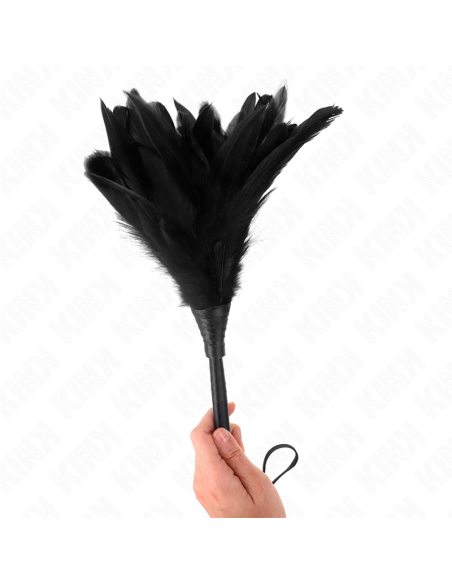 KINK PLUMAS DE POLLO PARA COSQUILLAS CON FORMA CUERNO DE CRIADA NEGRO 36 CM