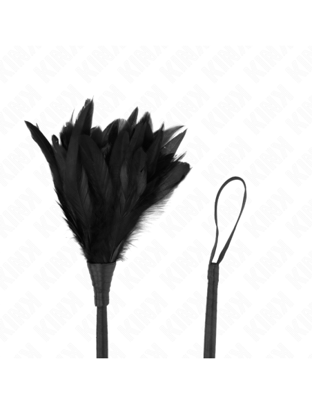 KINK PLUMAS DE POLLO PARA COSQUILLAS CON FORMA CUERNO DE CRIADA NEGRO 36 CM