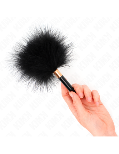 KINK PLUMAS PARA COSQUILLAS METAL DORADO NEGRA 18 CM