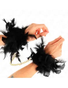 KINK ESPOSAS DE PLUMAS NEGRO CON CADENA DORADA MODELO 1