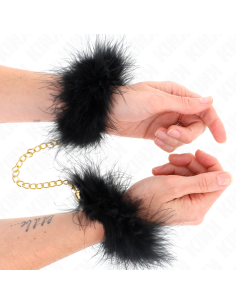 KINK ESPOSAS DE PLUMAS NEGRO CON CADENA DORADA MODELO 2 2