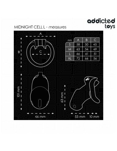 ADDICTED TOYS LOCKED MINDNIGHT CELL JAULA PARA PENE TALLA L