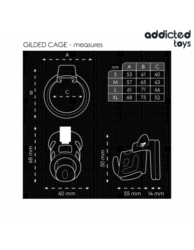 ADDICTED TOYS LOCKED GILDEN CAGE JAULA PARA PENE DE SILICONA 85 CM